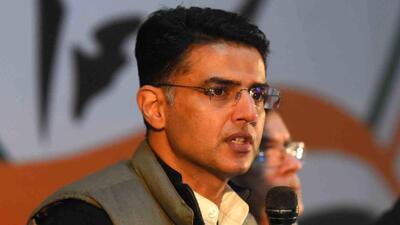 Congress leader Sachin Pilot reached Delhi after his visit to Ajmer where he had gone to attend the wedding of a Congress leader. (HT File Photo/Ravi Kumar)