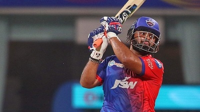 Delhi Capitals Rishabh Pant plays a shot during the Indian Premier League 2022 match between Lucknow Super Giants and Delhi Capitals, at DY Patil Stadium, in Mumbai on Thursday. (ANI)