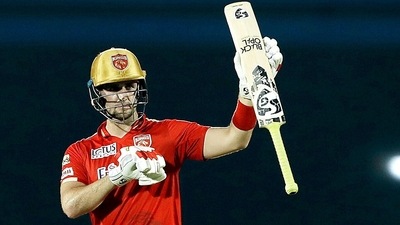 Mumbai, Apr 08 (ANI): Punjab Kings Liam Livingstone celebrates his half century during the Indian Premier League 2022 match between Gujarat Titans and Punjab Kings, at Brabourne Stadium in Mumbai on Friday. (ANI Photo/IPL Twitter) (ANI)