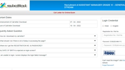 SIDBI admit cards 2022: Candidates who had applied for the exam can download their admit cards for the exam from the official SIDBI website at sidbi.in. (sidbi.in)