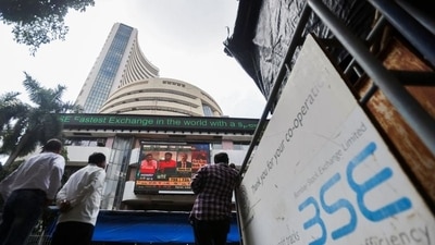 After surging 262 points in opening trade, the Sensex paired most of its gains to trade 7.57 points higher at 59,042.52. (Reuters File) After surging 262 points in opening trade, the Sensex paired most of its gains to trade 7.57 points higher at 59,042.52. (Reuters File)