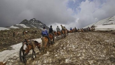 Shri Amarnathji Shrine Board is expecting more than three lakh pilgrims to the shrine this year. (PTI Photo) Shri Amarnathji Shrine Board is expecting more than three lakh pilgrims to the shrine this year. (PTI Photo)