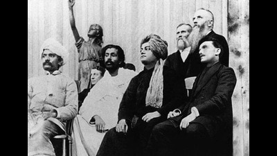 Swami Vivekananda (fourth from right) at the World’s Parliament of Religions in Chicago in 1893. The monk’s world view was all-encompassing. As he put it: ‘Only he who loves all creatures, truly serves God.’ (Image courtesy Sankar) Swami Vivekananda (fourth from right) at the World’s Parliament of Religions in Chicago in 1893. The monk’s world view was all-encompassing. As he put it: ‘Only he who loves all creatures, truly serves God.’ (Image courtesy Sankar)