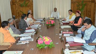 Chief minister Jai Ram Thakur presiding over the cabinet meeting at the Himachal Pradesh secretariat in Shimla on Thursday. (HT Photo) Chief minister Jai Ram Thakur presiding over the cabinet meeting at the Himachal Pradesh secretariat in Shimla on Thursday. (HT Photo)