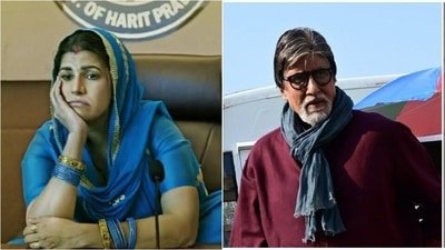 Nimrat Kaur, seen in a still from Dasvi on the left, has received praises for her performance from Amitabh Bachchan.
