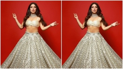 Assisted by makeup artist Arti Nayar, Bhumi decked up in nude eyeshadow, black eyeliner, mascara-laden eyelashes, black kohl, contoured cheeks and a shade of nude lipstick. (Instagram/@bhumipednekar)