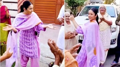 Shehnaaz Gill dances in her village neighbourhood. Shehnaaz Gill dances in her village neighbourhood. 