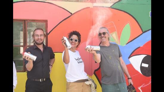 Vincent Miny, Lili Totas and Olivier Faron at IT College (Photo: Deepak Gupta/HT)