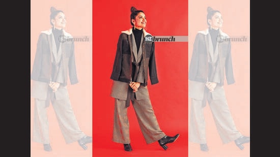 Avoid round necks, mandarin collars, or even U-shaped ones; Turtleneck, suit & jacket by APZ; Boots by Zara (Vidushi Gupta)