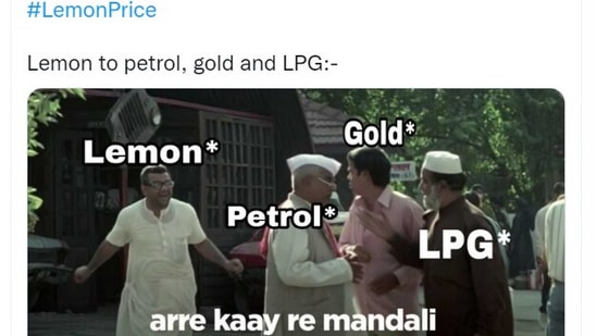 A meme that a Twitter user posted on lemon price rise.(Twitter/@KumarPintu1217)
