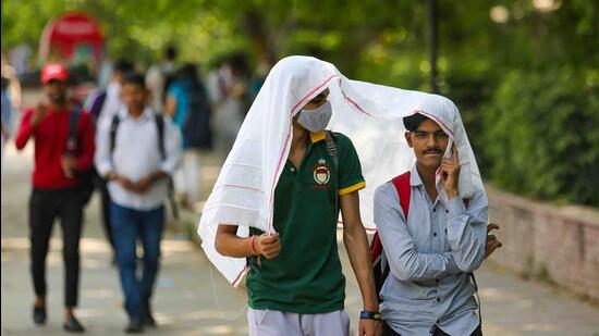 Near Delhi University, on Friday. (Amal KS/HT)
