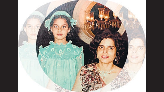 Tannaz with her mother for her Navjote at The President Hotel
