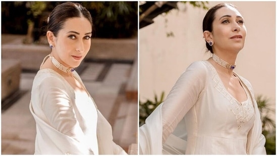 Karisma Kapoor embraces Indian summers in <span class='webrupee'>?</span>65k ivory Chanderi Silk anarkali at Jaipur event: Pics and video inside