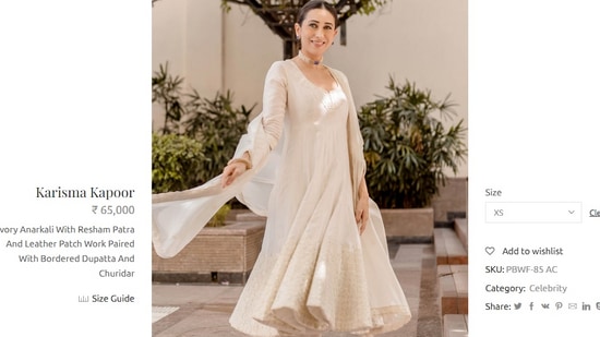 Price of Karisma Kapoor's anarkali suit set.&nbsp;(punitbalana.in)