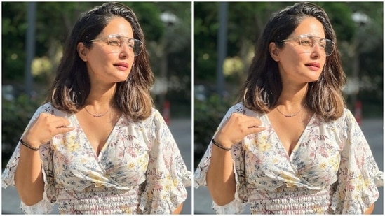 Hina, for the outdoor photoshoot, picked a summer favourite – a white short dress.(Instagram/@realhinakhan)