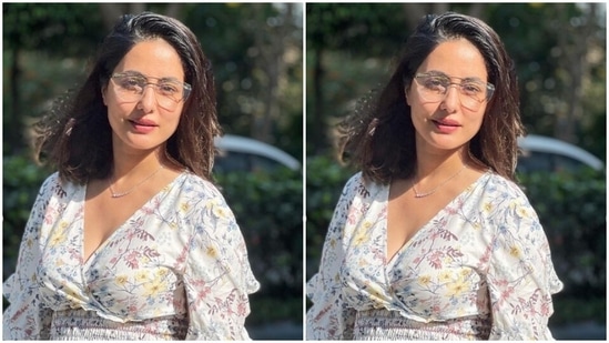 Hina wore her shoulder-length tresses open in straight locks as she posed for the pictures.(Instagram/@realhinakhan)