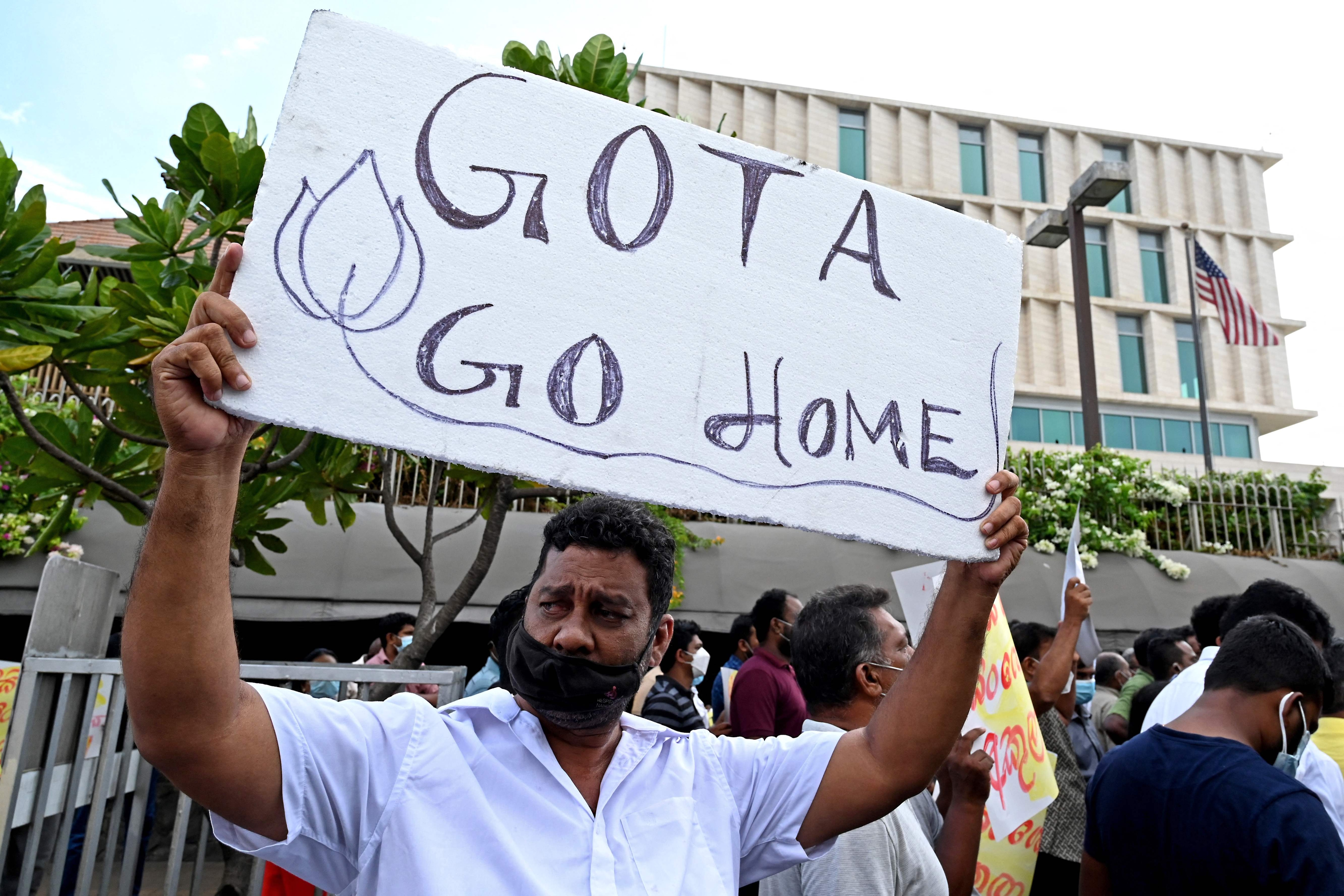 Sri Lankans see the mess around them as the result of the inefficient, corrupt and oligarchic rule of the Rajapaksa family. If the situation is not brought under control, protests may lead to social violence and political chaos.&nbsp; (AFP)