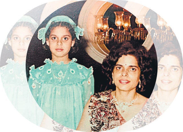 Tannaz with her mother for her Navjote at The President Hotel