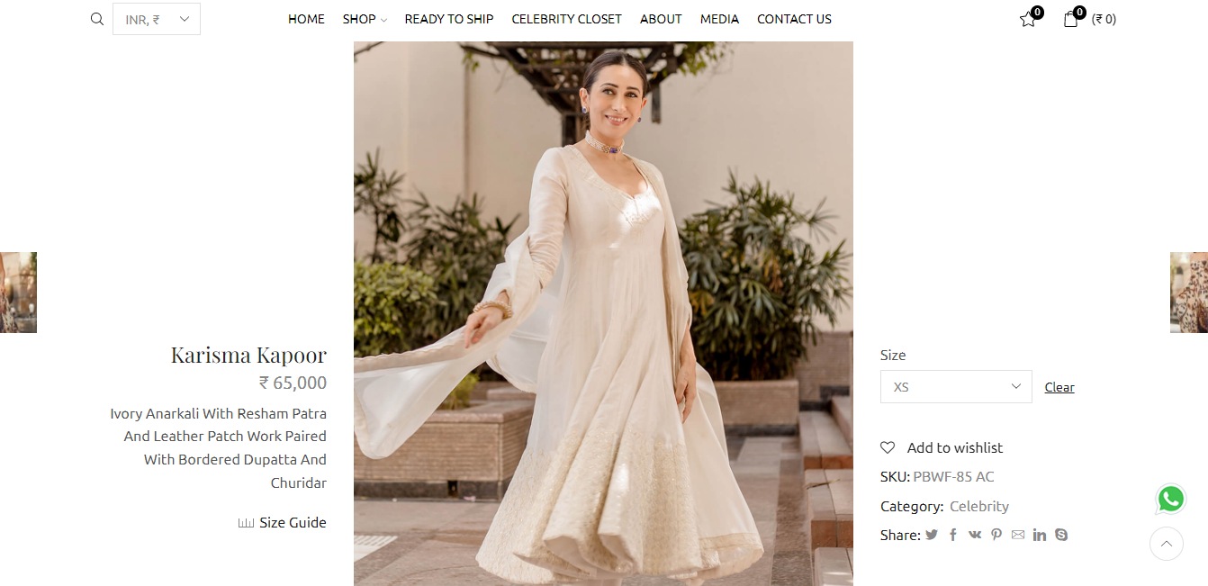 Price of Karisma Kapoor's anarkali suit set.&nbsp; (punitbalana.in)