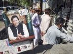A portrait of Pakistan PM Imran Khan at a market in Islamabad.