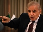 Pakistani opposition leader Shehbaz Sharif during a news conference in Islamabad.&nbsp;