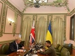 British Prime Minister Boris Johnson meets Ukrainian President Volodymyr Zelenskyy in Kyiv, Ukraine, on Saturday, April 9, 2022. (Twitter/Embassy of Ukraine to the UK)