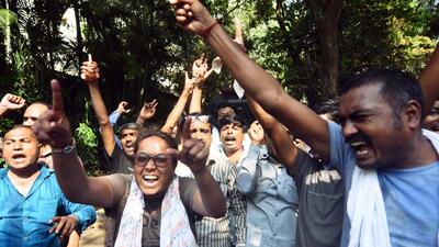 An angry mob of MSRTC employees barged into the premises of NCP chief Sharad Pawar’s Mumbai residence, ‘Silver Oak’, on Friday to protest against the state government. (ANI) An angry mob of MSRTC employees barged into the premises of NCP chief Sharad Pawar’s Mumbai residence, ‘Silver Oak’, on Friday to protest against the state government. (ANI)