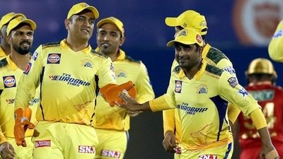 MS Dhoni of Chennai Super Kings celebrates with teammates (PTI) MS Dhoni of Chennai Super Kings celebrates with teammates (PTI)