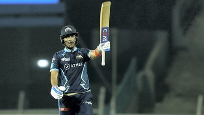 Shubman Gill of Gujarat Titans celebrates his half century during T20 cricket match 16 of the Indian Premier League 2022 (PTI) Shubman Gill of Gujarat Titans celebrates his half century during T20 cricket match 16 of the Indian Premier League 2022 (PTI)