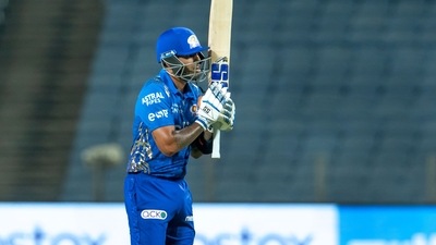 Suryakumar Yadav of Mumbai Indians celebrates after scoring a half century, during match 18 of the Indian Premier League 2022 (PTI) Suryakumar Yadav of Mumbai Indians celebrates after scoring a half century, during match 18 of the Indian Premier League 2022 (PTI)