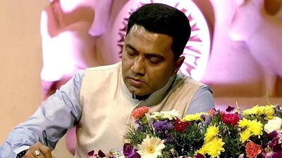 Goa chief minister Pramod Sawant on Saturday expanded his cabinet with the induction of three ministers taking the total strength of the cabinet to 12. (ANI PHOTO.) Goa chief minister Pramod Sawant on Saturday expanded his cabinet with the induction of three ministers taking the total strength of the cabinet to 12. (ANI PHOTO.)