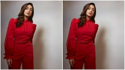 Styled by fashion stylist Allia Al Rufai, Yami wore her tresses open in wavy curls and decked up in nude eyeshadow, black eyeliner, mascara-laden eyelashes, drawn eyebrows, contoured cheeks and a shade of nude lipstick. (Instagram/@yamigautam)