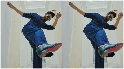 Shahid played muse to the fashion designer house Line Out Line and picked a co-ord set in blue from their wardrobe. (Instagram/@shahidkapoor)