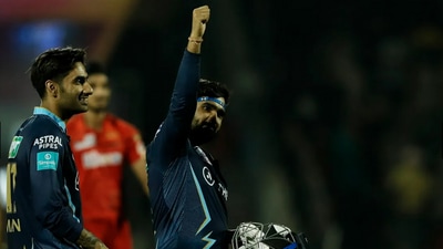 Rahhul Tewatia after winning the match with two sixes in last two balls (IPL/BCCI)