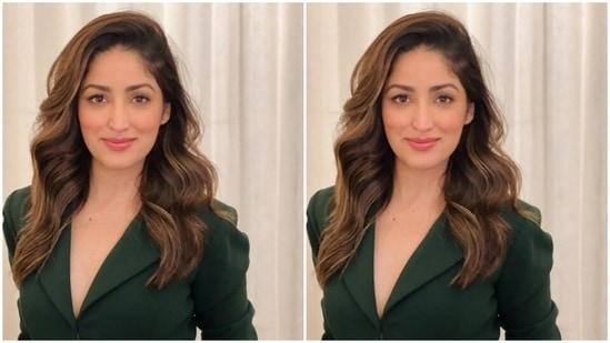 Yami teamed a blazer-cut green top with pleat details around the waist with a pair of green trousers with wide legs.(Instagram/@yamigautam)