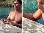 Akshay Kumar saved a dragonfly who jumped in a pool. Akshay Kumar saved a dragonfly who jumped in a pool.