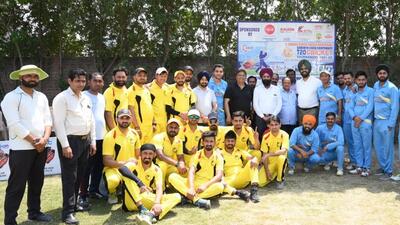 New Swan Enterprises and Highway Industries Ltd- after the CICU T-20 Cricket Tournament match at Tagore International, Kohara Road, Sahnewal, in Ludhiana. (HT PHOTO)