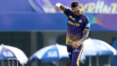 Kolkata Knight Riders Sunil Narine celebrates the dismissal of Delhi Capitals Rovman Powell during the IPL 2022 (ANI) Kolkata Knight Riders Sunil Narine celebrates the dismissal of Delhi Capitals Rovman Powell during the IPL 2022 (ANI)