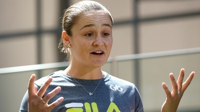 Ash Barty of Australia gestures during a press conference in Brisbane (AP) Ash Barty of Australia gestures during a press conference in Brisbane (AP)