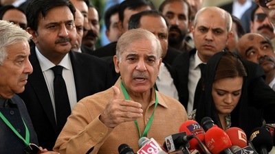 Pakistan's opposition leader Shehbaz Sharif addresses the media. (AFP ) Pakistan's opposition leader Shehbaz Sharif addresses the media. (AFP )