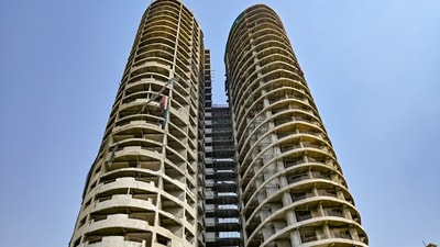 View of the Supertech twin towers in Sector 93A, Noida, Sunday, April 10, 2022.&nbsp; (PTI)
