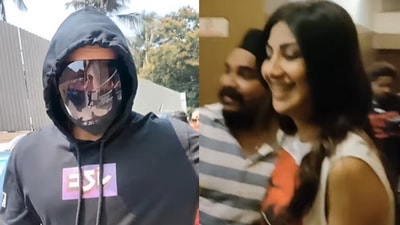 Raj Kundra spotted with wife Shilpa Shetty and their family members.