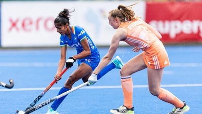 A still from India's game against the Netherlands. (Hockey India) A still from India's game against the Netherlands. (Hockey India)