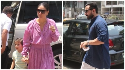 Kareena Kapoor Khan and Saif Ali Khan stepped out in Mumbai today to enjoy a lunch date with their eldest son, Taimur Ali Khan. The couple looked stylish as ever in their casual-chic ensembles for the occasion. We especially loved Kareena's all-pink summer-ready look. Don't forget to take styling tips from the actor to revamp your wardrobe and combat the hot days with a touch of glam. (HT Photo/Varinder Chawla) Kareena Kapoor Khan and Saif Ali Khan stepped out in Mumbai today to enjoy a lunch date with their eldest son, Taimur Ali Khan. The couple looked stylish as ever in their casual-chic ensembles for the occasion. We especially loved Kareena's all-pink summer-ready look. Don't forget to take styling tips from the actor to revamp your wardrobe and combat the hot days with a touch of glam. (HT Photo/Varinder Chawla)