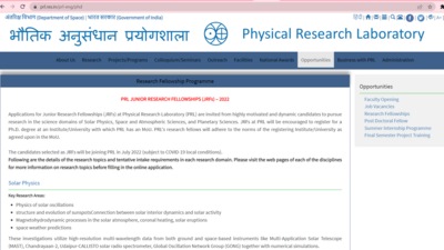Physical Research Laboratory (PRL) invites applications for JRF, details here Physical Research Laboratory (PRL) invites applications for JRF, details here
