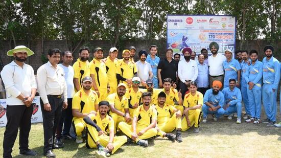 New Swan Enterprises and Highway Industries Ltd- after the CICU T-20 Cricket Tournament match at Tagore International, Kohara Road, Sahnewal, in Ludhiana. (HT PHOTO)
