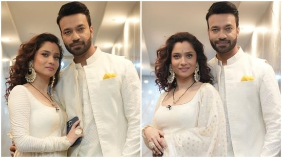 Television actor Ankita Lokhande delighted her followers by sharing pictures of herself and her husband, Vicky Jain, twinning in elegant white ensembles on Instagram. She posted the photos with a quirky caption that revealed the secret to a good marriage and left many of her followers in splits.(Instagram/@lokhandeankita)