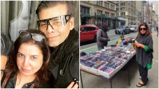 Karan Johar roasted Farah Khan as he ‘caught’ her shopping on the streets of New York.