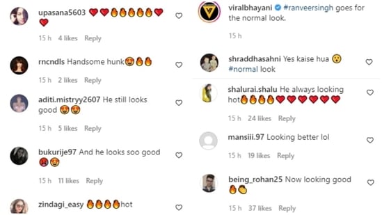 Comments on Ranveer Singh's 'normal' look.