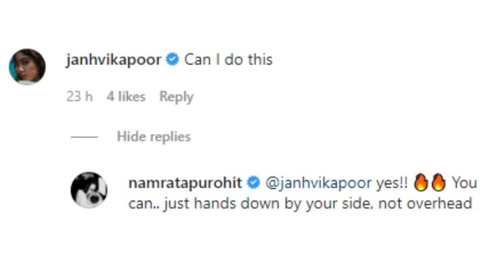 Janhvi Kapoor's comment on Namrata Purohit's post. Janhvi Kapoor's comment on Namrata Purohit's post. 